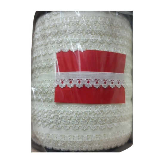 Çamaşır Lastiği Dantelli 1 cm 1 Metre Kırık Beyaz Çamaşır Lastiği Dantelli 1 cm 1 Metre Kırık Beyaz