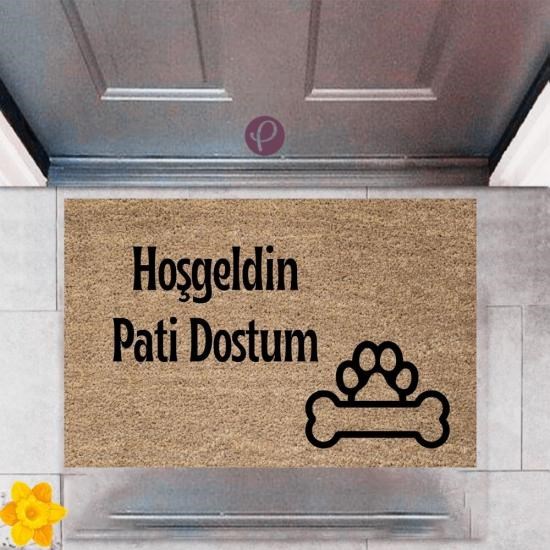 Kapı Önü Paspası Dekoratif Dijital Baskı Hoşgeldin Pati Dostum P-2422 Kapı Önü Paspası Dekoratif Dijital Baskı Hoşgeldin Pati Dostum P-2422