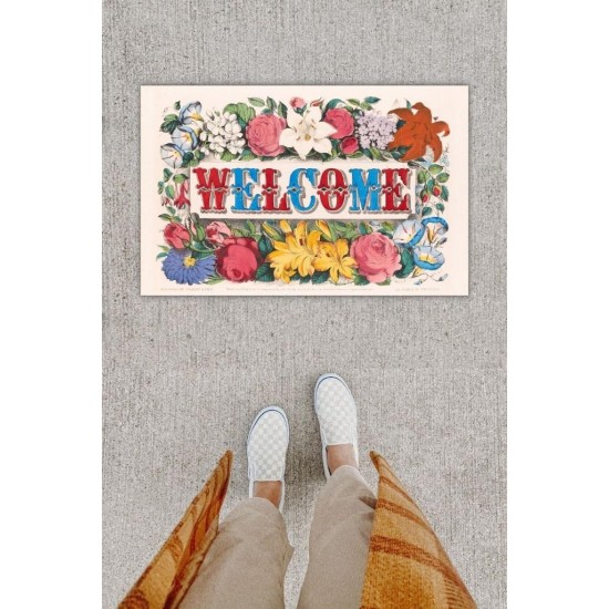 Dijital Baskı Dekoratif Welcome Renkli Kapı Önü Paspası K-1249 Dijital Baskı Dekoratif Welcome Renkli Kapı Önü Paspası K-1249