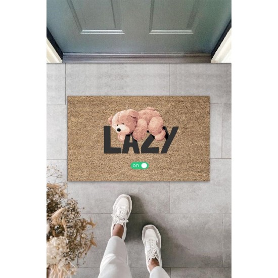 Bej Kapı Önü Paspası Lazy Ayıcık Desen K-3352 Bej Kapı Önü Paspası Lazy Ayıcık Desen K-3352