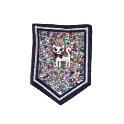 Aplike Ütü İle Yapışan Taşlı Kedi Arma 5 cm