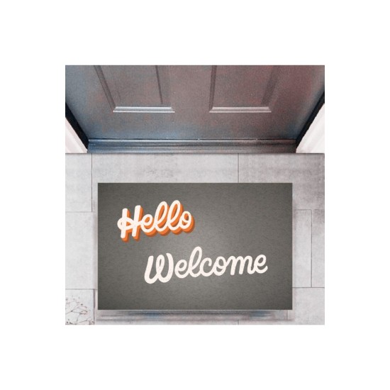 Kapı Önü Paspası Dekoratif Dijital Baskı Hello Welcome P-2326 Kapı Önü Paspası Dekoratif Dijital Baskı Hello Welcome P-2326