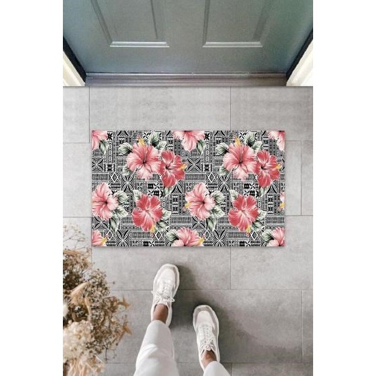 Dekoratif Dijital Zambak Pembe Kapı Paspası Dış Mekan Paspas K-3059 Dekoratif Dijital Zambak Pembe Kapı Paspası Dış Mekan Paspas K-3059