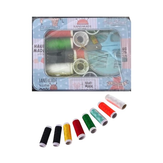 İplik Set Teneke Kutu Kare Plastik Dikiş Seti İplik Set Teneke Kutu Kare Plastik Dikiş Seti