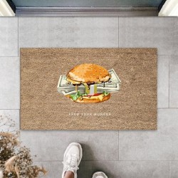 Bej Kapı Önü Paspası Feed You Hunger Desen  K-3353