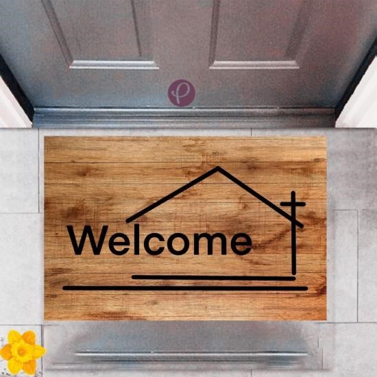 Kapı Önü Paspası Dekoratif Dijital Baskı Welcome P-2339 Kapı Önü Paspası Dekoratif Dijital Baskı Welcome P-2339