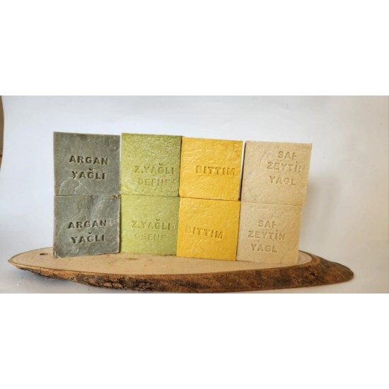 Doğal Üretim Sabunu Karışık (Argan-Defne-Bıttım-Saf Zeytinyağlı) 8'li Set