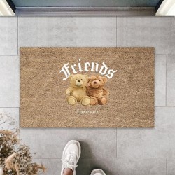 Bej Kapı Önü Paspası Friends Forever Ayıcık Desen  K-3356