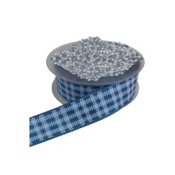 Tafta Ekoseli Kurdele 25 mm İndigo 5 Metre