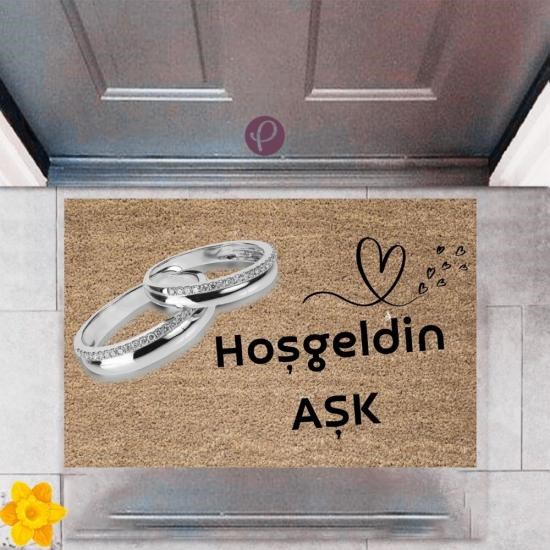 Kapı Önü Paspası Dekoratif Dijital Baskı Hoşgeldin Aşk P-2439 Kapı Önü Paspası Dekoratif Dijital Baskı Hoşgeldin Aşk P-2439