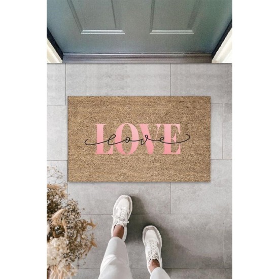 Bej Kapı Önü Paspası Love Desen K-3300 Bej Kapı Önü Paspası Love Desen K-3300