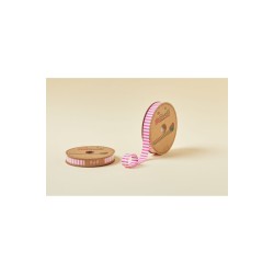 Biye Kalın Çizgili Katlı F02 Pembe 2 cm 25 Metre %65 Koton %35 Polyester