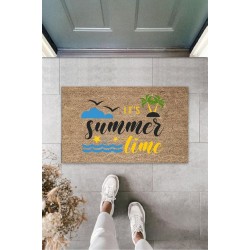 Bej Kapı Önü Paspası It's Summer Tıme Desen  K-3281