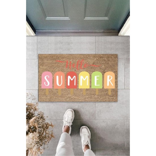 Bej Kapı Önü Paspası Hello Summer Dondurma Desen K-3275 Bej Kapı Önü Paspası Hello Summer Dondurma Desen K-3275