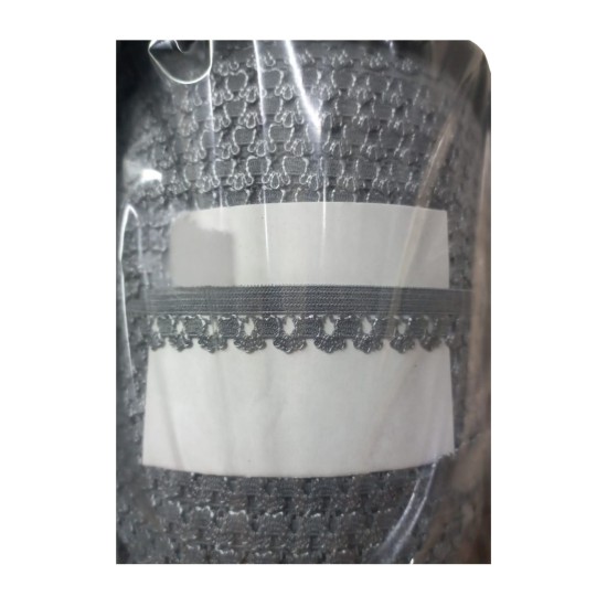 Çamaşır Lastiği Dantelli 1 cm 1 Metre Gri Çamaşır Lastiği Dantelli 1 cm 1 Metre Gri