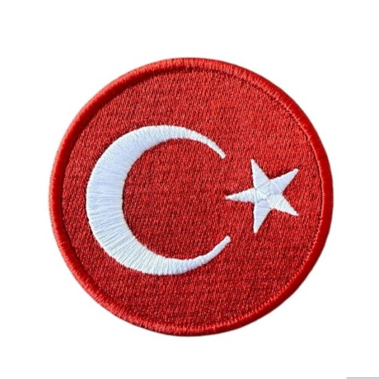 Aplike Ütü İle Yapışan Türk Bayrağı Yuvarlak Büyük Arma 5 cm Aplike Ütü İle Yapışan Türk Bayrağı Yuvarlak Büyük Arma 5 cm