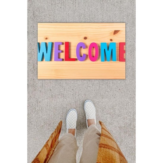 Dijital Baskı Dekoratif Welcome Ahşap Kapı Önü Paspası K-1247 Dijital Baskı Dekoratif Welcome Ahşap Kapı Önü Paspası K-1247