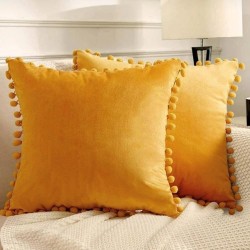 2'li ponponlu kırlent kılıf seti 40 x 40