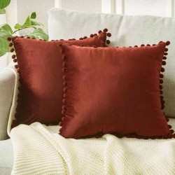 2'li ponponlu kırlent kılıf seti 40 x 40