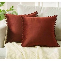 2'li ponponlu kırlent kılıf seti 40 x 40