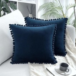 2'li ponponlu kırlent kılıf seti 40 x 40