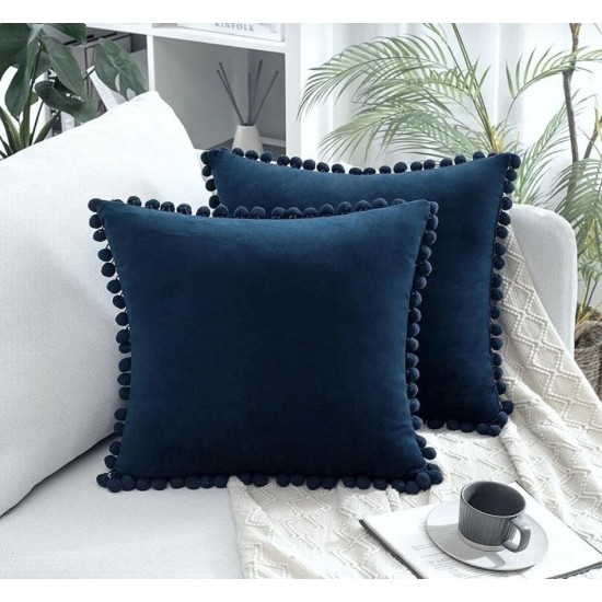 2'li ponponlu kırlent kılıf seti 40 x 40