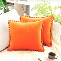 2'li ponponlu kırlent kılıf seti 40 x 40