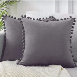 2'li ponponlu kırlent kılıf seti 40 x 40