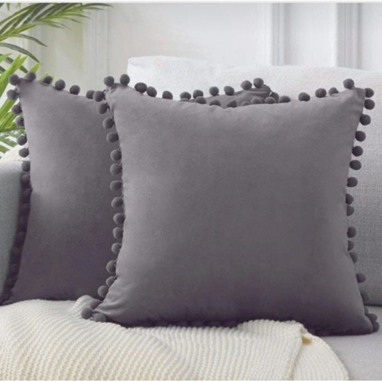 2'li ponponlu kırlent kılıf seti 40 x 40