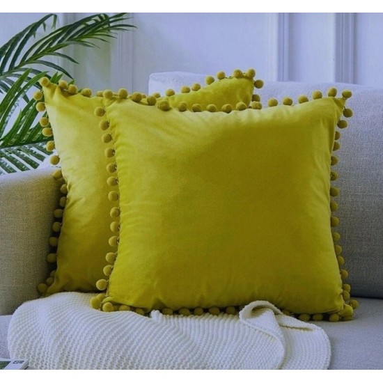 2'li ponponlu kırlent kılıf seti 40 x 40