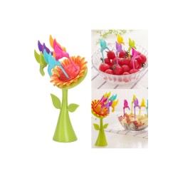 Plastik Meyve Çatal Ayçiçeği 5 Kuşlar Çatal Set