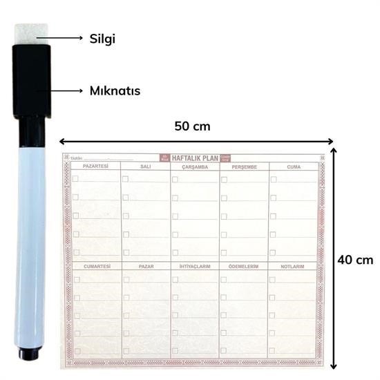 Şeffaf Kendiliğinden Yapışkanlı Kalemli Haftalık Planlayıcı 40cm-50cm Şeffaf Kendiliğinden Yapışkanlı Kalemli Haftalık Planlayıcı 40cm-50cm