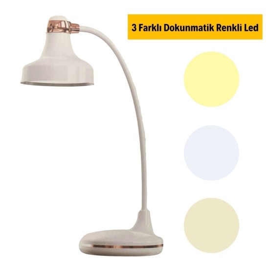 Dokunmatik 3 Farklı LED Işıklı Çalışma Masası Üstü Lamba Dokunmatik 3 Farklı LED Işıklı Çalışma Masası Üstü Lamba
