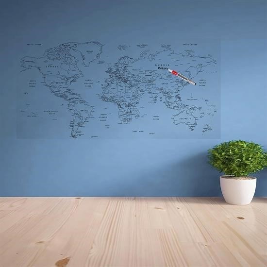 Yazılabilir Dünya Haritası Manyetik Duvar Stickerı 110 x 56 cm Yazılabilir Dünya Haritası Manyetik Duvar Stickerı 110 x 56 cm