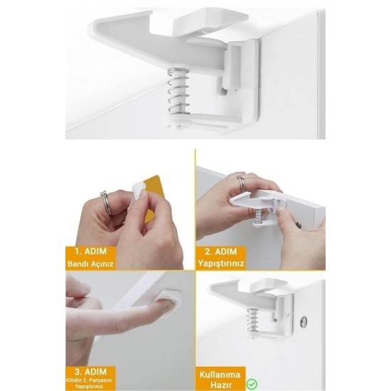 Bebek Çocuk Güvenliği Korumalı Yapışkan Çekmece ve Dolap İçin Tutucu Gizli Güvenlik Kilidi Bebek Çocuk Güvenliği Korumalı Yapışkan Çekmece ve Dolap İçin Tutucu Gizli Güvenlik Kilidi