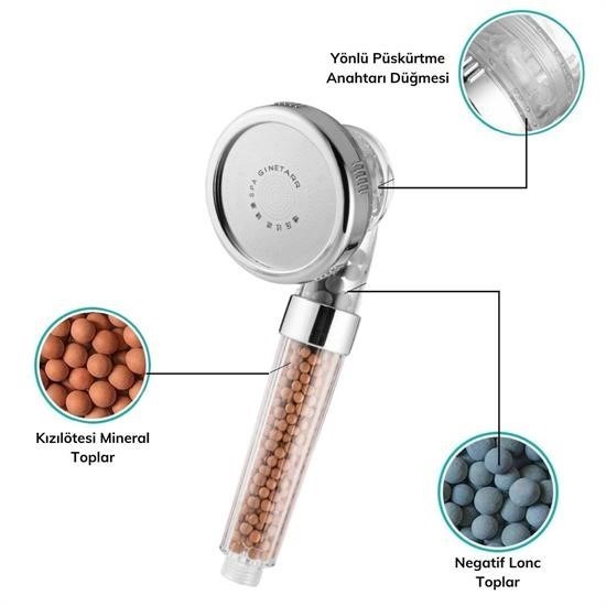 %50 Su Tasarruflu ve Arıtmalı Doğal Taşlı Banyo El Duş Başlığı %50 Su Tasarruflu ve Arıtmalı Doğal Taşlı Banyo El Duş Başlığı