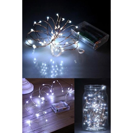 Pilli 5 metre Dekoratif Peri Led Beyaz Aydınlatma Süsleme Lambası Pilli 5 metre Dekoratif Peri Led Beyaz Aydınlatma Süsleme Lambası