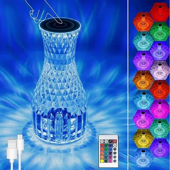 Sürahi Model USB Şarjlı Kumandalı 16 Farklı Işık Modlu Masa Üstü Kristal Akrilik Lamba Led Sürahi Model USB Şarjlı Kumandalı 16 Farklı Işık Modlu Masa Üstü Kristal Akrilik Lamba Led