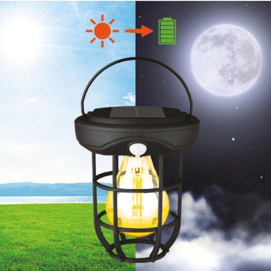 Solar Kamp Feneri – Güneş Enerjili, Otomatik Şarj ve Gece Işığı, Taşınabilir ve Asılabilir LED Dış Mekan Lamba