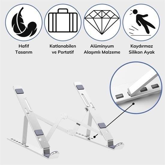 Ayarlanabilir Dizüstü Destek Tabanı Tamamen Katlanabilir Taşınabilir Laptop Yükseltici Ayarlanabilir Dizüstü Destek Tabanı Tamamen Katlanabilir Taşınabilir Laptop Yükseltici