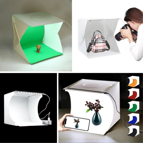 Katlanır Işıklı Fotoğraf Stüdyosu 40x40 cm 6 Renk Fonlu Ürün Çekimi İçin Uygun Fotoğraf Çekim Kutusu Katlanır Işıklı Fotoğraf Stüdyosu 40x40 cm 6 Renk Fonlu Ürün Çekimi İçin Uygun Fotoğraf Çekim Kutusu