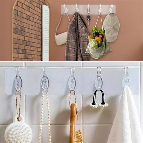 5'li Güçlü Yapışkanlı Şeffaf Duvar Askısı Banyo Mutfak Düzenleyici Pratik Askılık 5'li Güçlü Yapışkanlı Şeffaf Duvar Askısı Banyo Mutfak Düzenleyici Pratik Askılık
