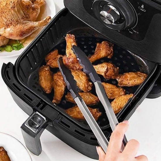 Siyah Isıya Dayanıklı Yıkanılabilir Silikon Fırın Ve Airfryer Yuvarlak Model Pişirme Matı 20 Cm