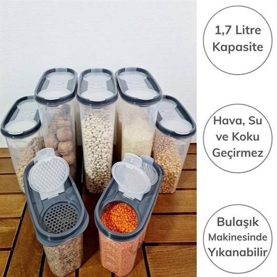 2 Kapaklı Ölçekli Erzak Kuru Gıda Saklama Kutusu Kabı - 1,7 Litre - SA935 2 Kapaklı Ölçekli Erzak Kuru Gıda Saklama Kutusu Kabı - 1,7 Litre - SA935