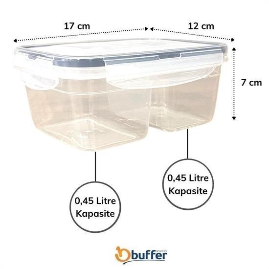 2 Bölmeli 0,45+0,45 Litre Kilitli Kapaklı Erzak Saklama Kabı LC-524 2 Bölmeli 0,45+0,45 Litre Kilitli Kapaklı Erzak Saklama Kabı LC-524