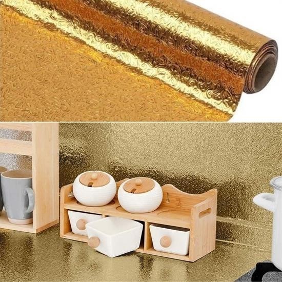 10 Metre Kendinden Yapışkanlı Silinebilir Mutfak Tezgah Üstü Sticker Folyo Gold Renk 10 Metre Kendinden Yapışkanlı Silinebilir Mutfak Tezgah Üstü Sticker Folyo Gold Renk