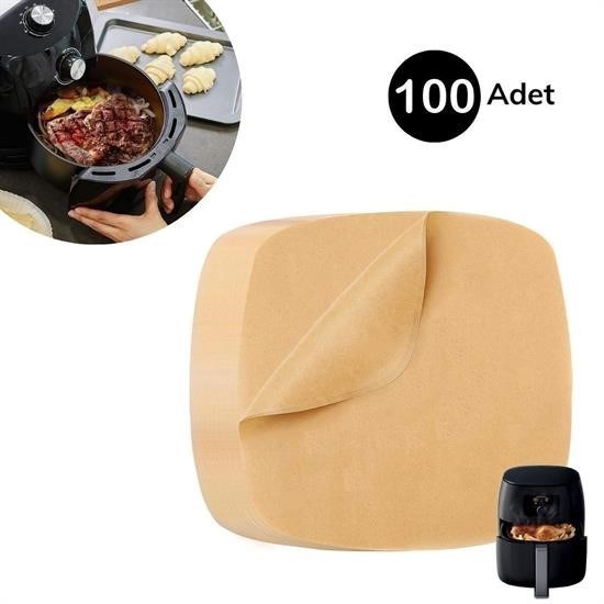 100 Adet Air Fryer Pişirme Kağıdı Tek Kullanımlık Yağ Su Geçirmez Yapışmaz Deliksiz Düz Kare Model 100 Adet Air Fryer Pişirme Kağıdı Tek Kullanımlık Yağ Su Geçirmez Yapışmaz Deliksiz Düz Kare Model