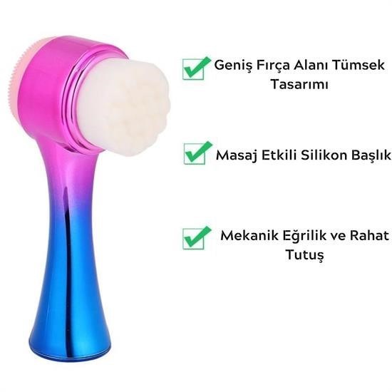 Çift İşlevli Renkli Cilt Yüz Temizleme Fırçası Peeling Masaj Etkili Gözenek Temizleyici Alet Çift İşlevli Renkli Cilt Yüz Temizleme Fırçası Peeling Masaj Etkili Gözenek Temizleyici Alet