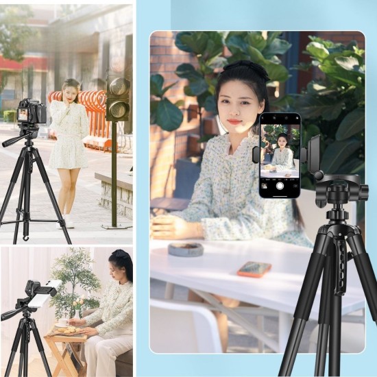 Telefon ve Fotoğraf Makinası Takılabilen Bluetooth Kumandalı 146 cm Tripod Telefon ve Fotoğraf Makinası Takılabilen Bluetooth Kumandalı 146 cm Tripod