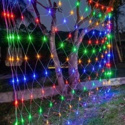 1x2 Metre Dekoratif File Ağ Perde 192 LED 8 Animasyonlu Farklı Işık Modu RGB Fişli
